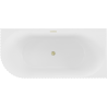 Mexen Gia freistehende, geriffelte Eckbadewanne rechts 170 x 80 cm, mattweiß, Überlauf aus gebürstetem Gold - 52701708001P-55