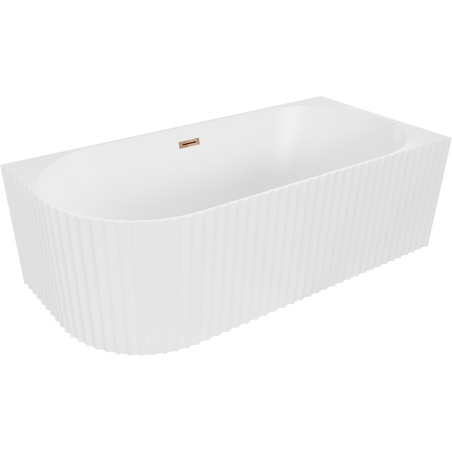 Mexen Gia baignoire îlot d'angle rainurée droite 170 x 80 cm, blanc mat, trop-plein or rose - 52701708001P-60