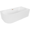 Mexen Gia baignoire îlot d'angle rainurée droite 170 x 80 cm, blanc mat, trop-plein or rose - 52701708001P-60