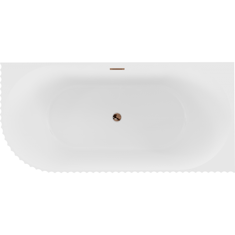 Mexen Gia fristående hörnbadkar räfflat höger 170 x 80 cm, vit matt, överfyllnad roseguld - 52701708001P-60