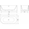 Mexen Gia freistehende Eck-Badewanne geriffelt rechts 170 x 80 cm, weiß matt, Überlauf gebürstetes Kupfer - 52701708001P-65