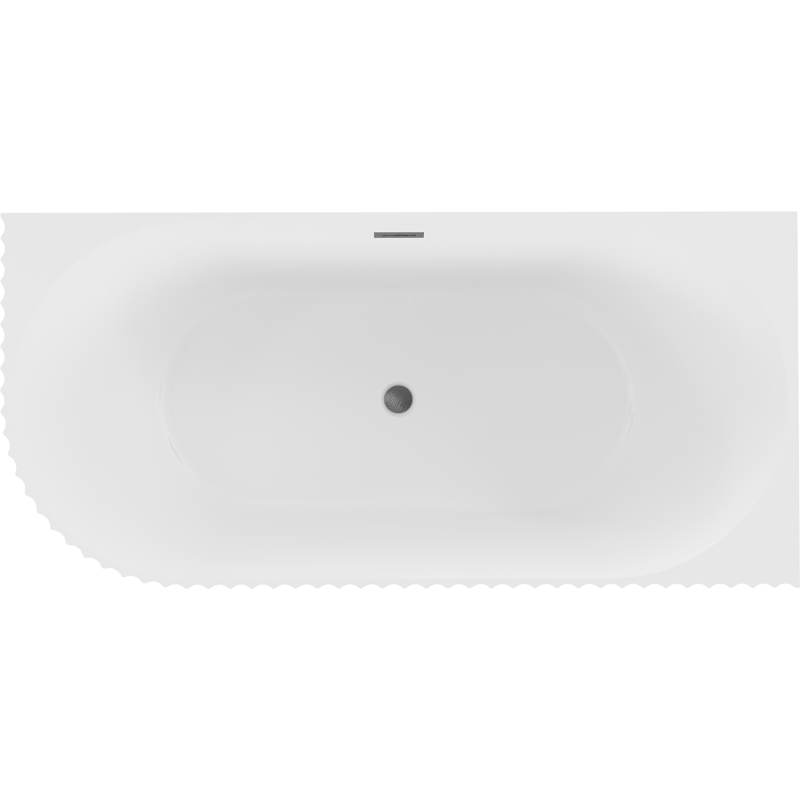Mexen Gia Freistehende Eckbadewanne geriffelt rechts 170 x 80 cm, weiß matt, Überlauf gun gray gebürstet - 52701708001P-66