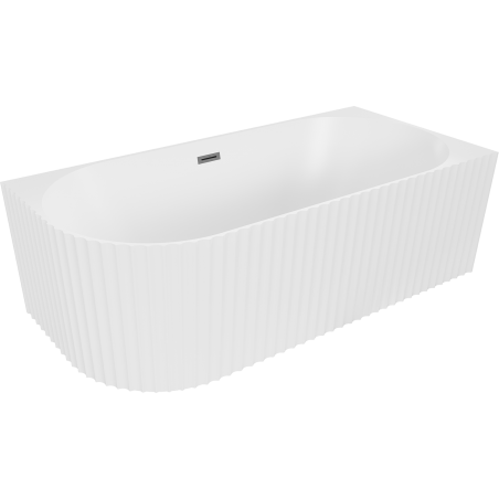 Mexen Gia vasca da bagno freestanding angolare con scanalature destra 170 x 80 cm, bianco opaco, troppo pieno gun metal