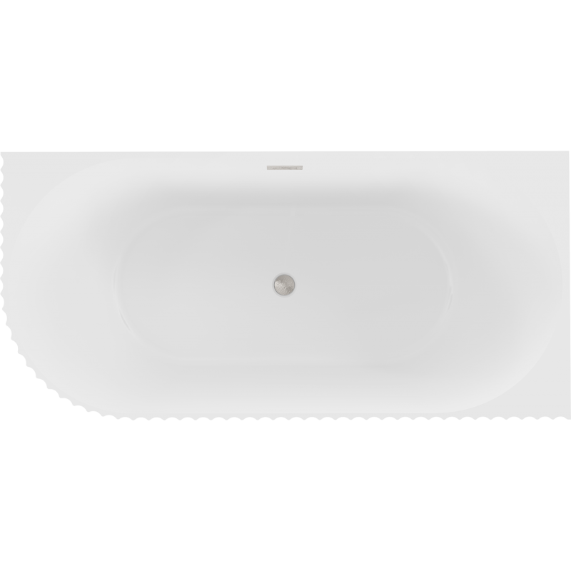 Mexen Gia freestanding corner ribbed bathtub right 170 x 80 cm, white matte, brushed nickel overflow - 52701708001P-97