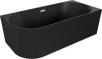 Mexen Gia rechte freistehende Eckwanne geriffelt 170 x 80 cm, schwarz matt, Überlauf Chrom - 52701708071P-01