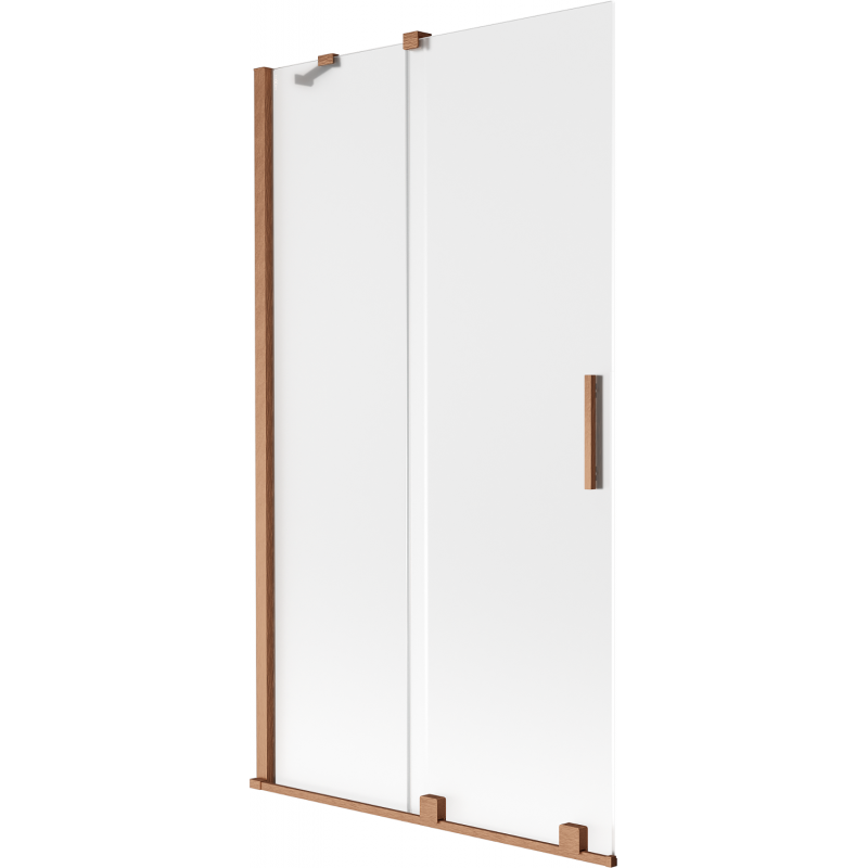 Mexen Velar Badewannenabtrennung 2-flügelig verschiebbar 100 x 150 cm, Frost, gebürstetes Kupfer - 896-100-000-31-65