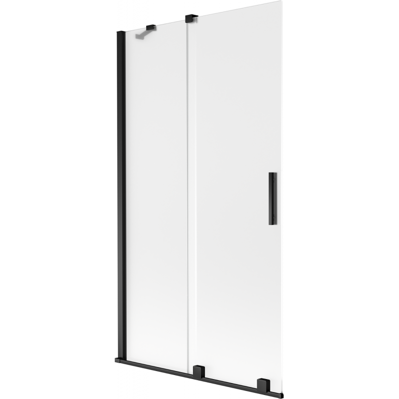 Mexen Velar duschskärm 2-delad skjutbar 100 x 150 cm, frostad, svart - 896-100-000-31-70
