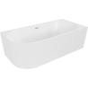 Mexen Gia baignoire îlot d'angle cannelée droite 150 x 75 cm, blanc mat, trop-plein chromé - 52701507501P-01