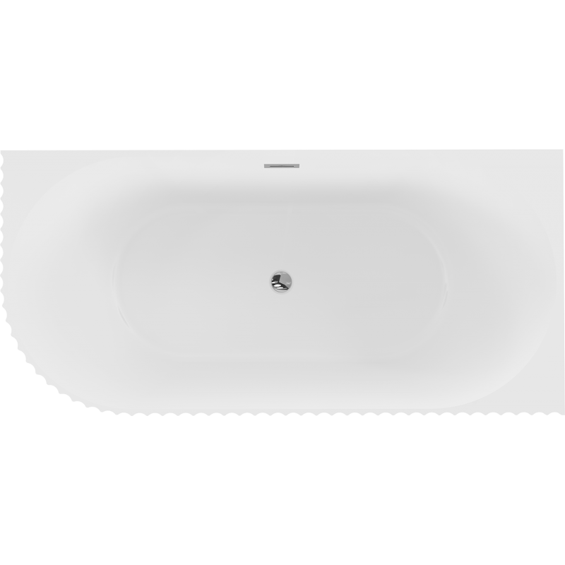 Mexen Gia freestanding corner fluted right bath 150 x 75 cm, white matte, chrome overflow - 52701507501P-01