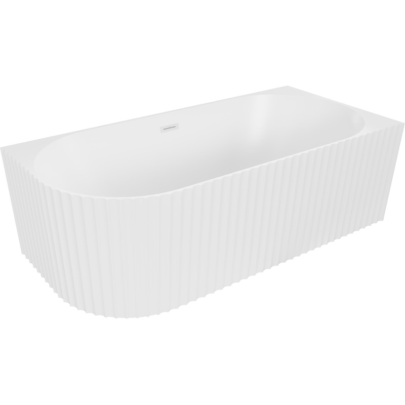 Mexen Gia vasca da bagno freestanding angolare scanalata destra 150 x 75 cm, bianco opaco, troppo pieno bianco - 52701507501P-20
