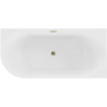 Mexen Gia freistehende Eckbadewanne geriffelt rechts 150 x 75 cm, weiß matt, Überlauf gold - 52701507501P-50