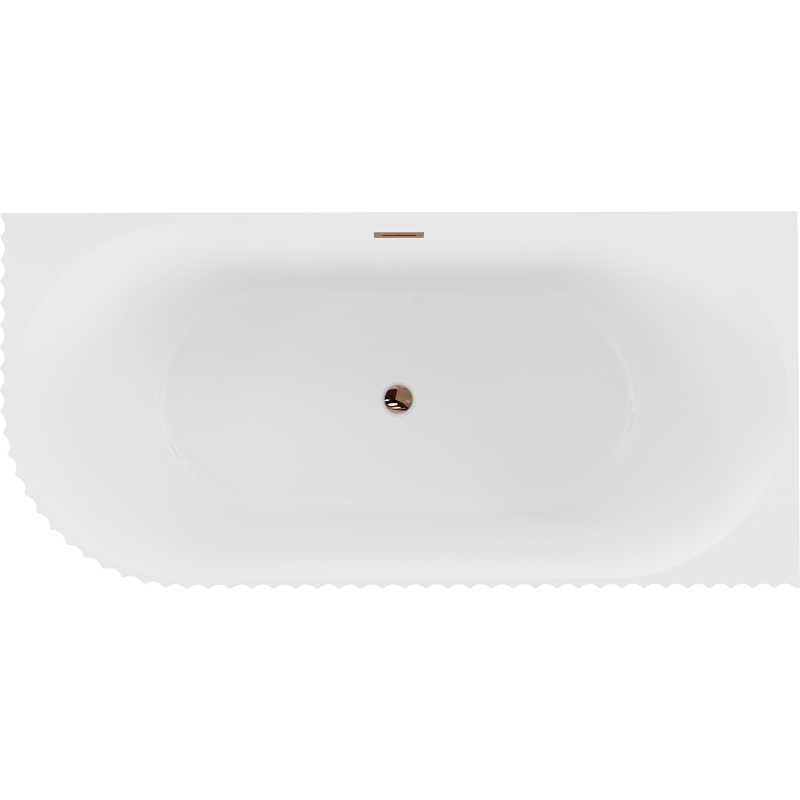 Mexen Gia freestanding corner fluted right bathtub 150 x 75 cm, white matte, overflow rose gold - 52701507501P-60