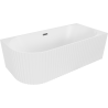Mexen Gia freistehende Eckbadewanne, geriffelt, rechts 150 x 75 cm, weiß matt, Überlauf gun gray gebürstet - 52701507501P-66