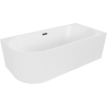 Mexen Gia bañera exenta de esquina acanalada derecha 150 x 75 cm, blanco mate, rebosadero negro - 52701507501P-70