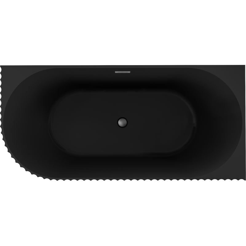 Mexen Gia bañera exenta de esquina acanalada derecha 150 x 75 cm, negro mate, desbordamiento de metal - 52701507571P-95
