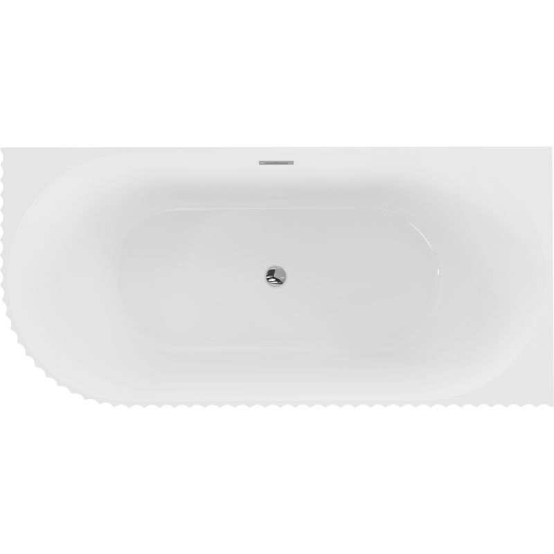 Mexen Gia vasca da bagno freestanding angolare destra rigata 170 x 80 cm, bianco lucido, troppopieno cromato - 52701708000P-01