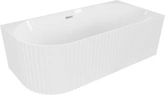 Mexen Gia vrijstaand bad hoek geribbeld rechts 170 x 80 cm, wit glans, overloop chroom - 52701708000P-01