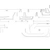 Mexen Gia vrijstaand bad hoek geribbeld rechts 170 x 80 cm, wit glans, overloop chroom - 52701708000P-01