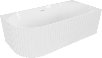 Mexen Gia vrijstaande hoekbad geribbeld rechts 170 x 80 cm, wit glans, witte overloop - 52701708000P-20