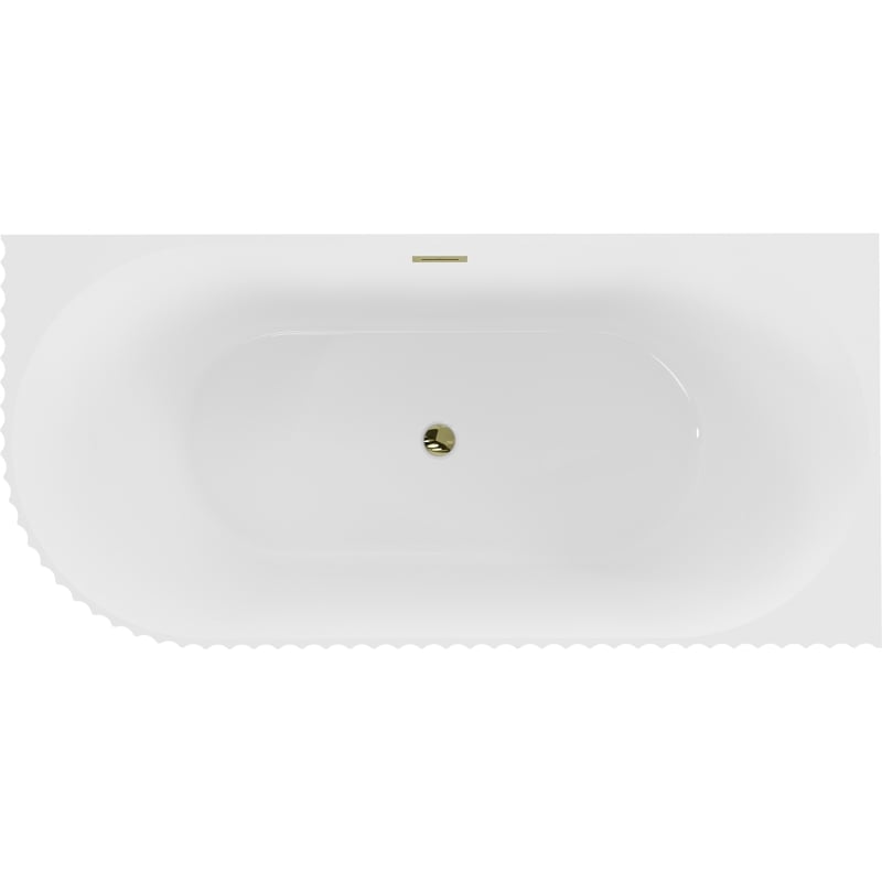 Mexen Gia baignoire autoportante d'angle rainurée droite 170 x 80 cm, blanc brillant, trop-plein doré - 52701708000P-50