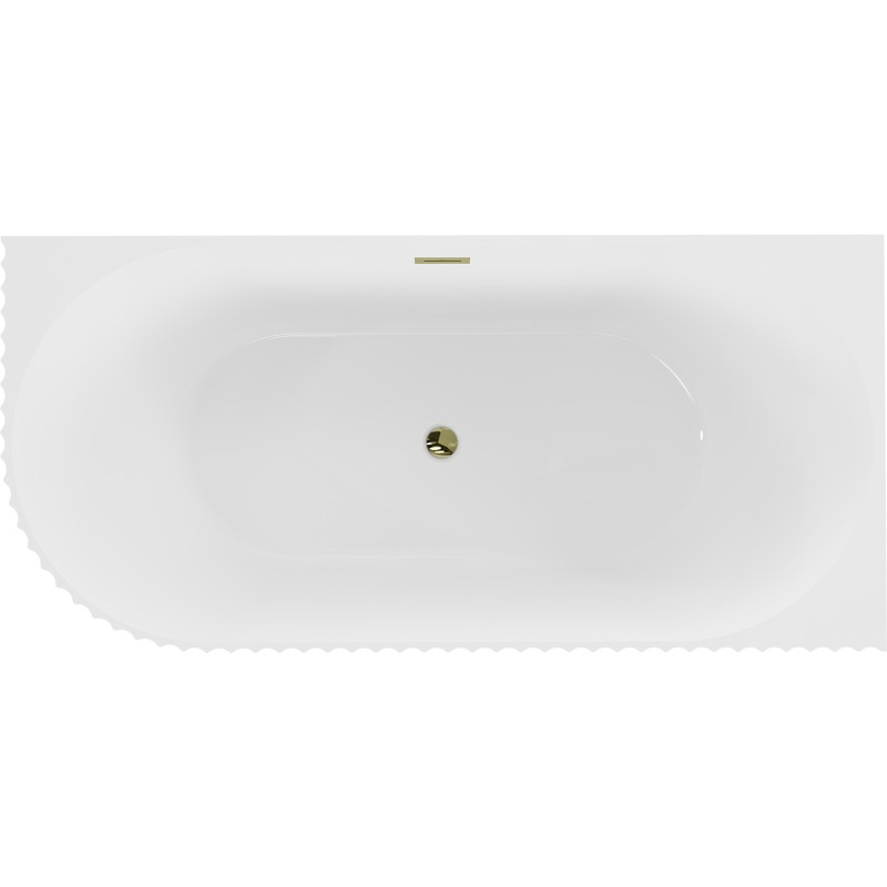 Mexen Gia vrijstaande hoekbadkuip geribbeld rechts 170 x 80 cm, wit glans, overloop goud - 52701708000P-50