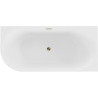 Mexen Gia freistehende Eckbadewanne geriffelt rechts 170 x 80 cm, weiß glänzend, Überlauf gold - 52701708000P-50