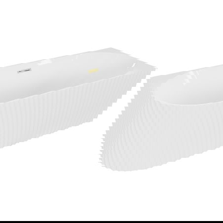 Mexen Gia freestanding corner fluted right bathtub 170 x 80 cm, white gloss, brushed gold overflow - 52701708000P-55