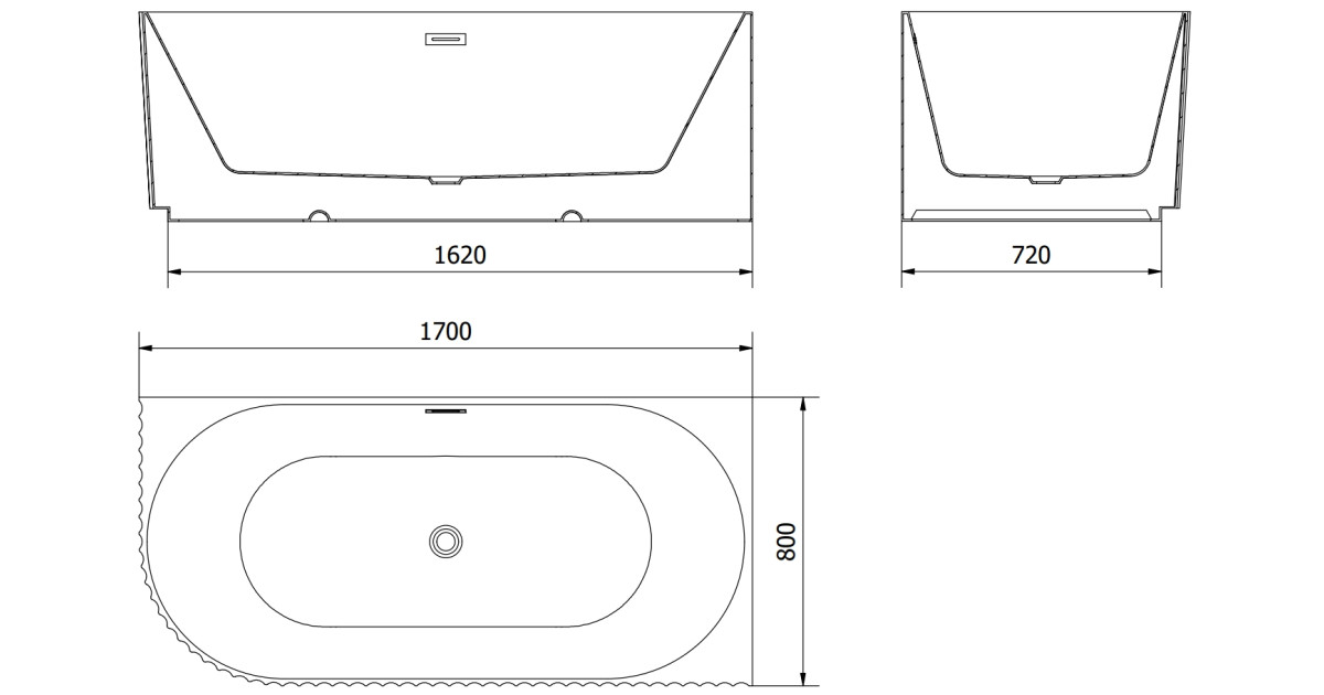 Mexen Gia wanna wolnostojąca narożna ryflowana prawa 170 x 80 cm