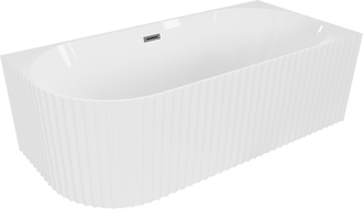 Mexen Gia fristående hörnbadkar med räfflad yta höger 170 x 80 cm, vit glans, bräddavlopp gun gray borstad