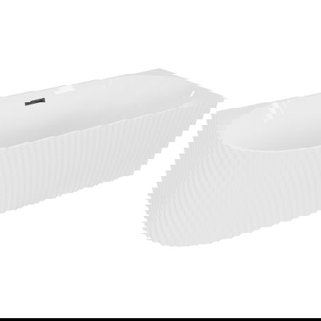 Mexen Gia freistehende Eck-Badewanne rechts geriffelt 170 x 80 cm, weiß glänzend, schwarzer Überlauf - 52701708000P-70