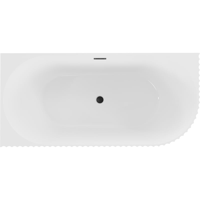 Mexen Gia vasca da bagno freestanding angolare rigata destra 170 x 80 cm, bianco lucido, troppo pieno nero - 52701708000P-70