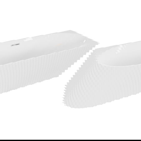 Mexen Gia vrijstaand hoekbad geribbeld rechts 170 x 80 cm, wit glans, overloop geborsteld nikkel - 52701708000P-97