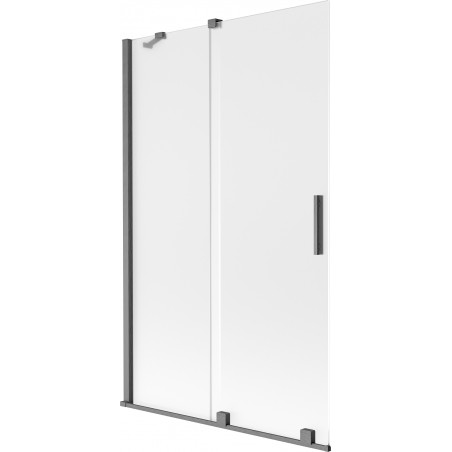 Mexen Velar 2-delige verschuifbare badwand 110 x 150 cm, mat glas, geborsteld gun gray - 896-110-000-31-66
