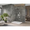 Mexen Omega Duschkabine Schiebetür 100 x 80 cm, transparent, Chrom + Duschwanne Flat - 825-100-080-01-00-4010