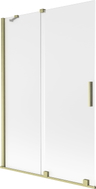Mexen Velar parawan nawannowy 2-skrzydłowy rozsuwany 120 x 150 cm, szron, złoty szczotkowany - 896-120-000-31-55