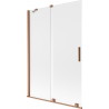 Mexen Velar tweedelige verschuifbare badscherm 120 x 150 cm, ijsglas, geborsteld koper - 896-120-000-31-65