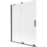 Mexen Velar vannitoaparavann 2-leheline liuglev 130 x 150 cm, härmatis, must - 896-130-000-31-70