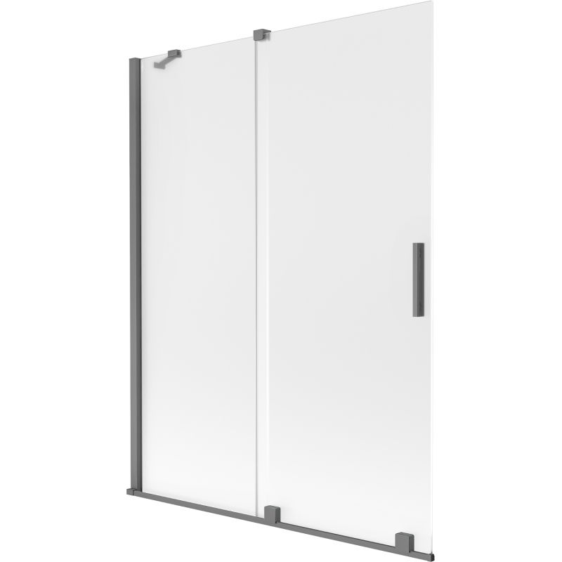Mexen Velar badwand vouwdeur met 2 panelen schuifbaar 130 x 150 cm, matglas, Gun Metal - 896-130-000-31-95