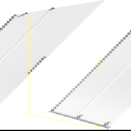 Mexen Velar Badewannenabtrennung 2-flügelig, verschiebbar 140 x 150 cm, Rauchglas, Gold - 896-140-000-31-50