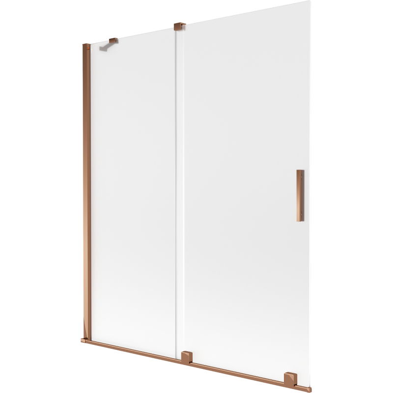 Mexen Velar Badewannen-Faltwand 2-teilig, 140 x 150 cm, Milchglas, Roségold - 896-140-000-31-60