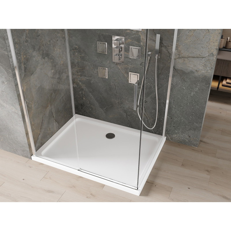 Mexen Omega kabina prysznicowa rozsuwana 100 x 90 cm, transparent, chrom + brodzik Flat - 825-100-090-01-00-4010