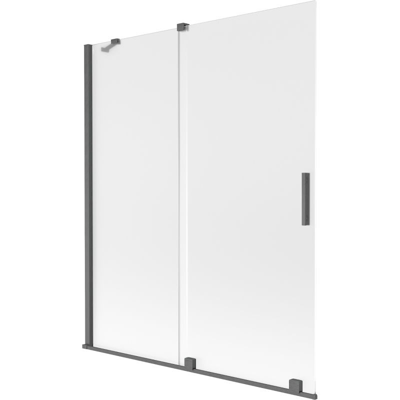 Mexen Velar badwand scherm 2-delig schuifbaar 140 x 150 cm, matglas, geborsteld geweergrijs - 896-140-000-31-66