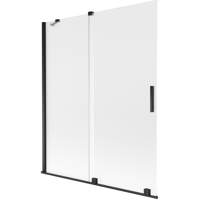Mexen Velar kaksiosainen, liukuva kylpyhuoneen suoja 140 x 150 cm, huurrettu, musta - 896-140-000-31-70