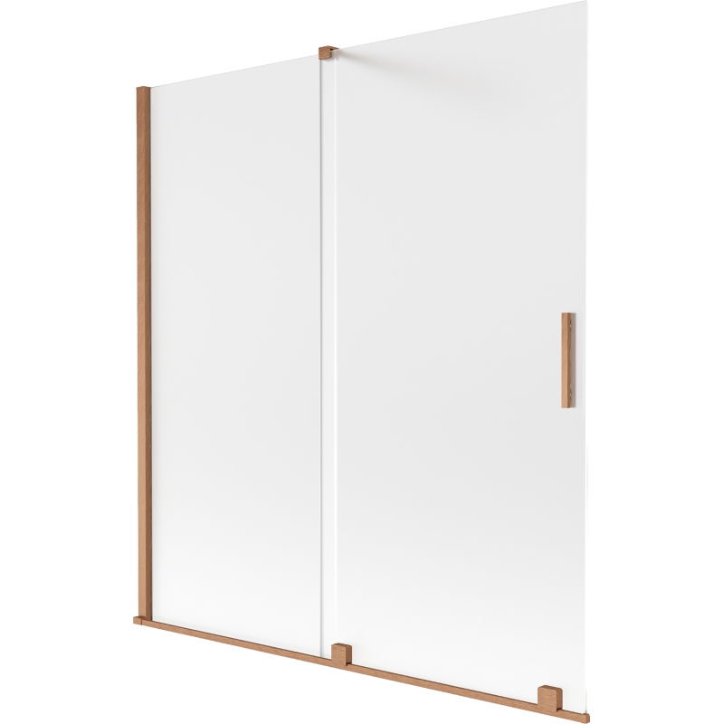 Mexen Velar, 2-flügelige Schiebewand für die Badewanne 150 x 150 cm, gefrostet, gebürstetes Kupfer - 896-150-000-31-65