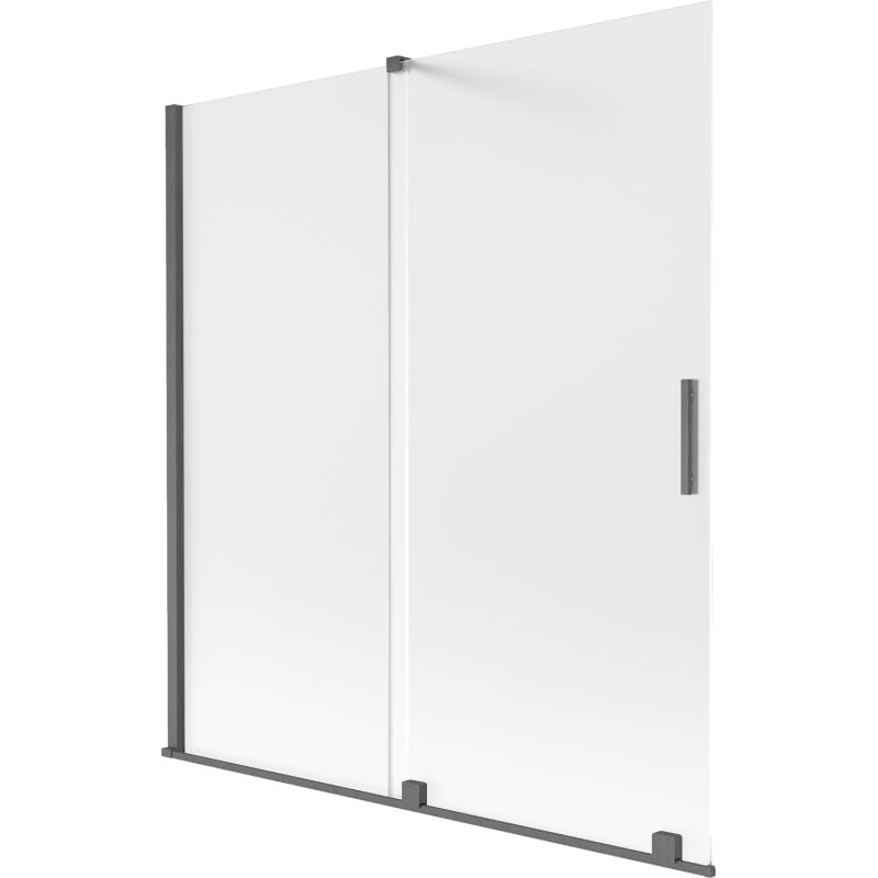 Mexen Velar skjutbar duschvägg med 2 paneler 150 x 150 cm, frost, borstad gun gray - 896-150-000-31-66