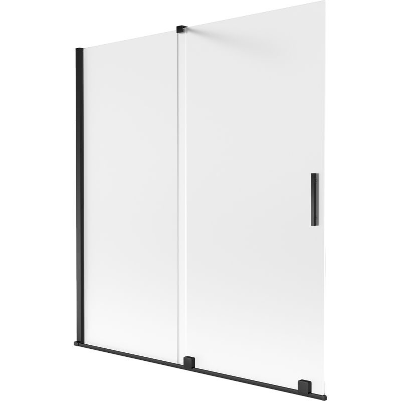 Mexen Velar dvonamenitna kopalna stena z drsnima vrati, 150 x 150 cm, zmrznjena, črna - 896-150-000-31-70