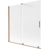 Mexen Velar Pokretni paravan za kadu s 2 krila 160 x 150 cm, mraz, brušeni bakar - 896-160-000-31-65