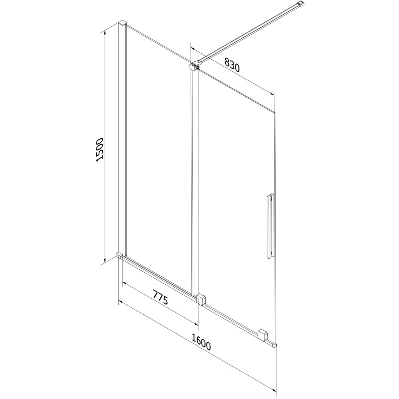 Mexen Velar Pokretni paravan za kadu s 2 krila 160 x 150 cm, mraz, brušeni bakar - 896-160-000-31-65
