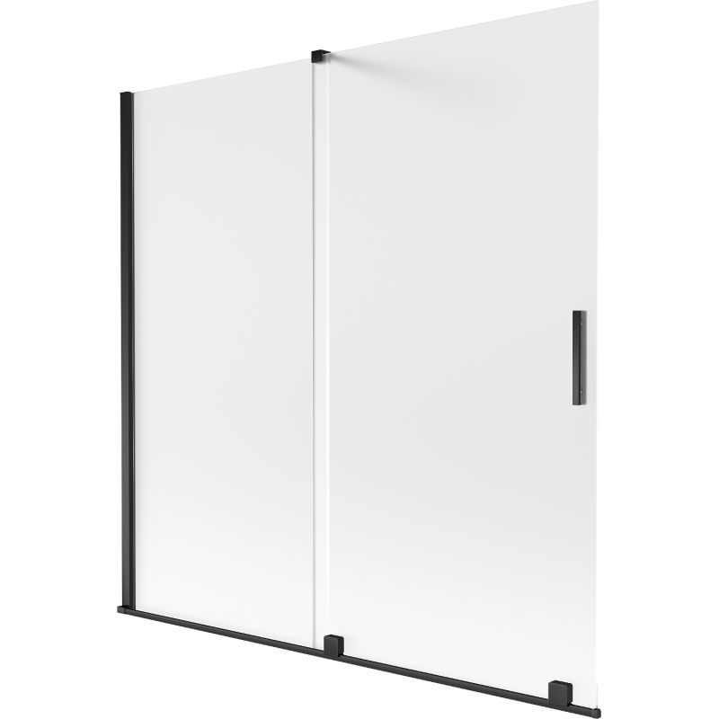 Mexen Velar Badewannenabtrennung, 2-flügelig, verschiebbar 160 x 150 cm, Matt, Schwarz - 896-160-000-31-70