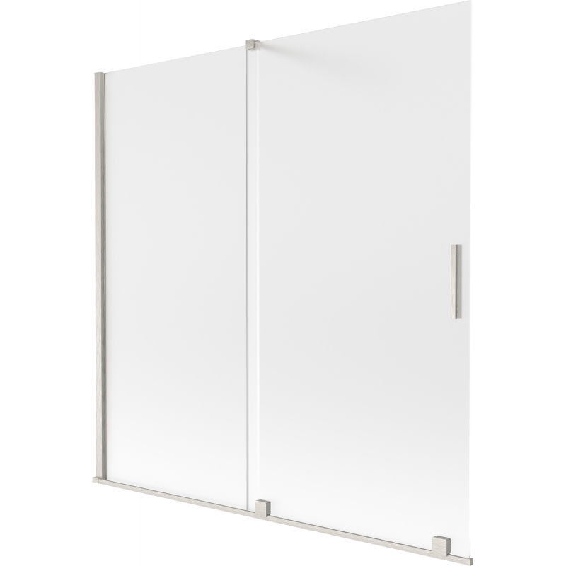 Mexen Velar kaksiosainen liukuva kylpyammeen suihkuseinä 160 x 150 cm, huurrettu, harjattu nikkeli - 896-160-000-31-97